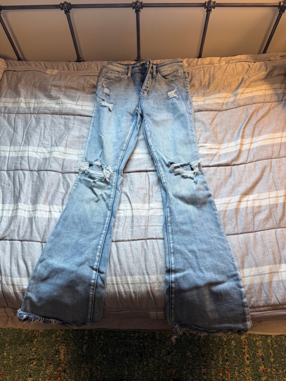 Altar'd State Light Blue Distressed Skinny-to-Flare Jeans